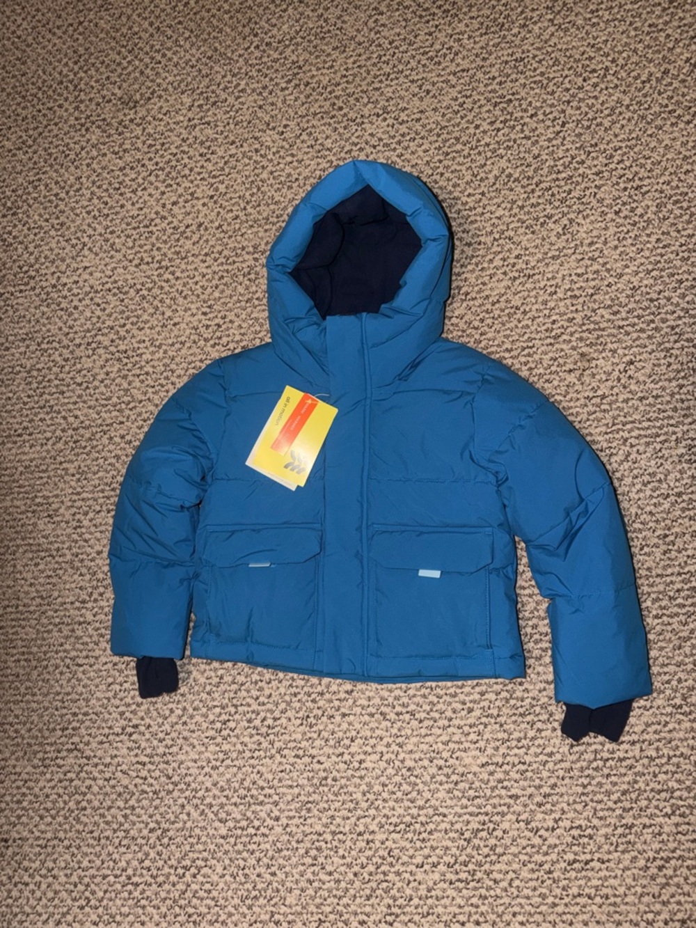 Blue Hooded Puffer Jacket